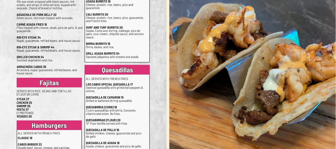 CABOS MODERN KITCHEN Menu